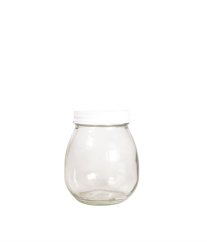 500ml, Mayo &quot;Second Hand&quot; Jar Glass Bottle w/ White Metal Cap