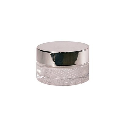 30g, Glass Cosmetic Jar, Shiny Silver Cap w/ Stopper