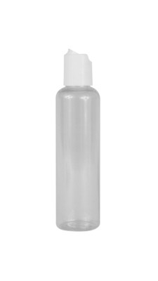 100ml, PET, Clear, Cosmo Round, White Disc top cap