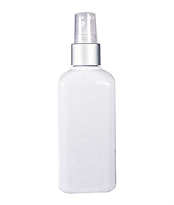 100ml, PET, Colonia Pump Spray, Shroud, Light White, Silver Matte