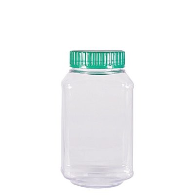 350g, PET, Square Jar, Green Cap
