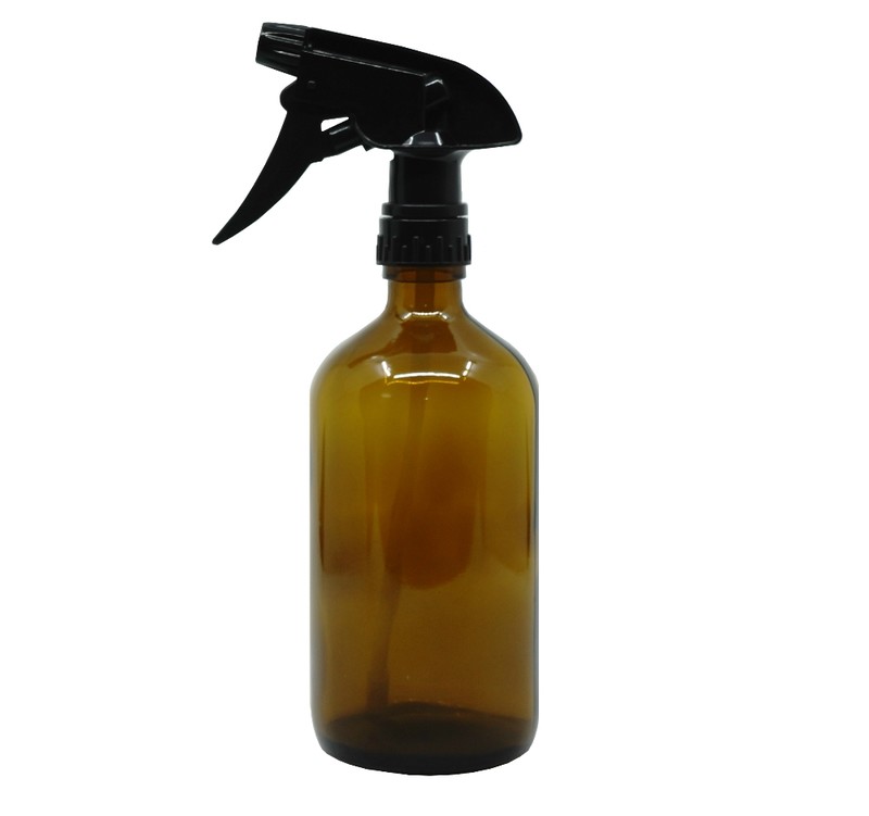 500ml, Glass Boston Round Amber Bottle (Trigger Sprayer)