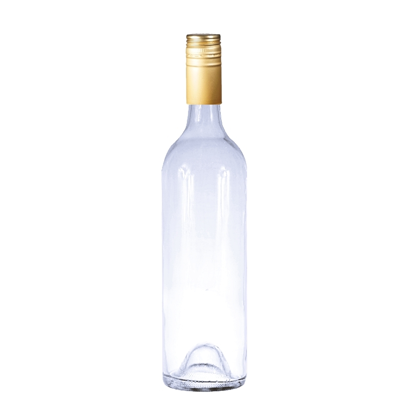 750ml, Wine Bottle, Clear, Gold Metal Screw Cap