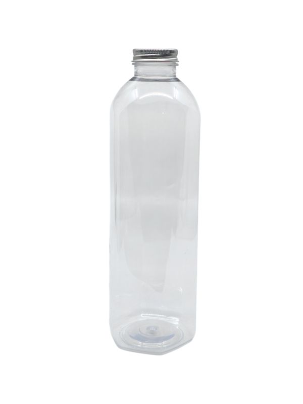 1000ml, PET Plastic Hexagonal Bottle with Aluminum Silver Cap
