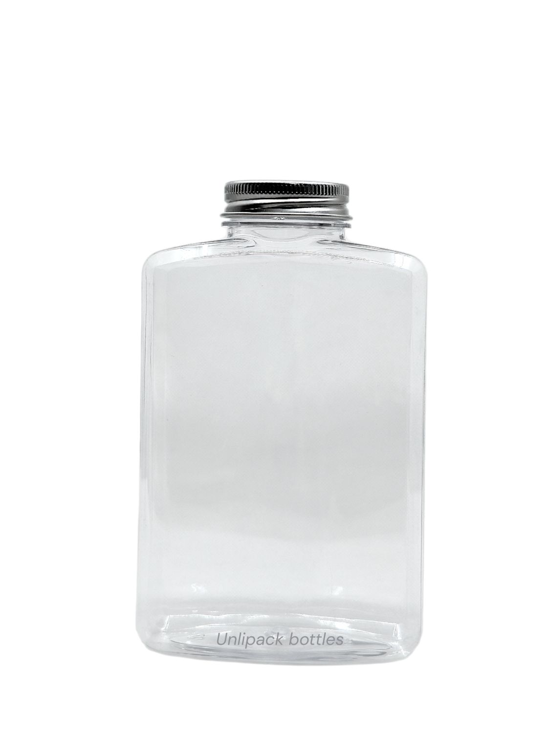 350ml Flask Clear PET Plastic Bottle with Aluminum Cap
