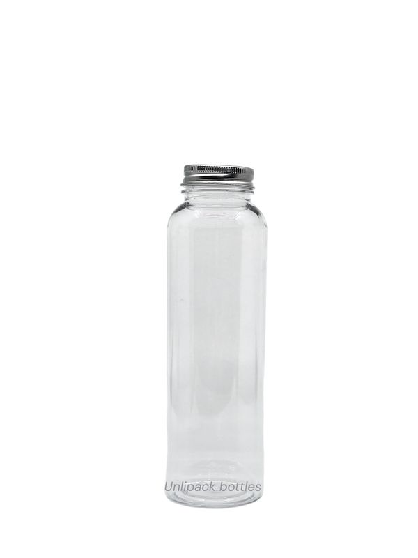 350ml Round Juice PET Plastic Bottle with Silver Aluminum Cap