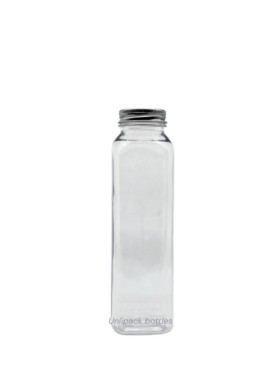350ml Square Juic PET Plastic Bottle with Silver Aluminum Cap