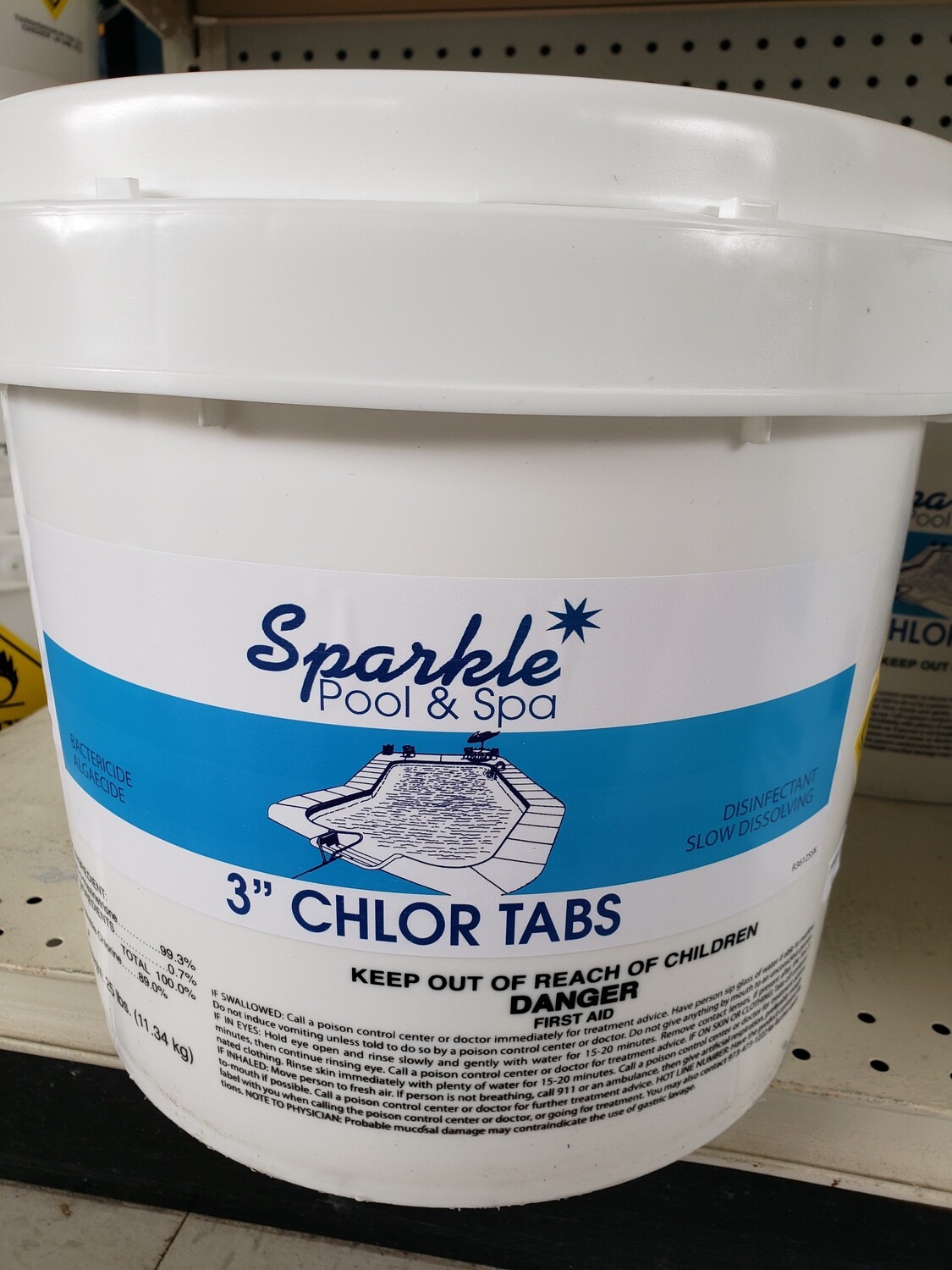 25LB 3 in SPARKLE BRAND CHLORINE TABS