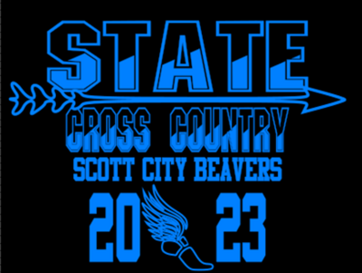 STATE XC 2023 on BLACK with light blue font