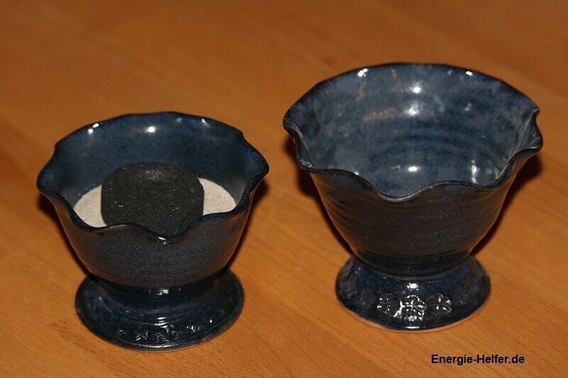 Räucherkelch blau handgetöpfert aus Ton
