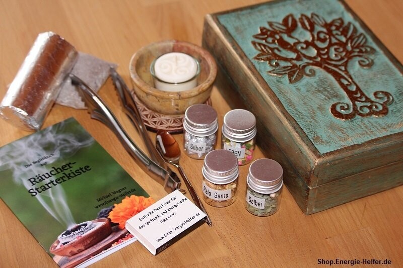 SEELENKRAFT Räucher-Starter-Set in Holzbox "Keltischer Lebensbaum" - Ritualset - Kräutermagie