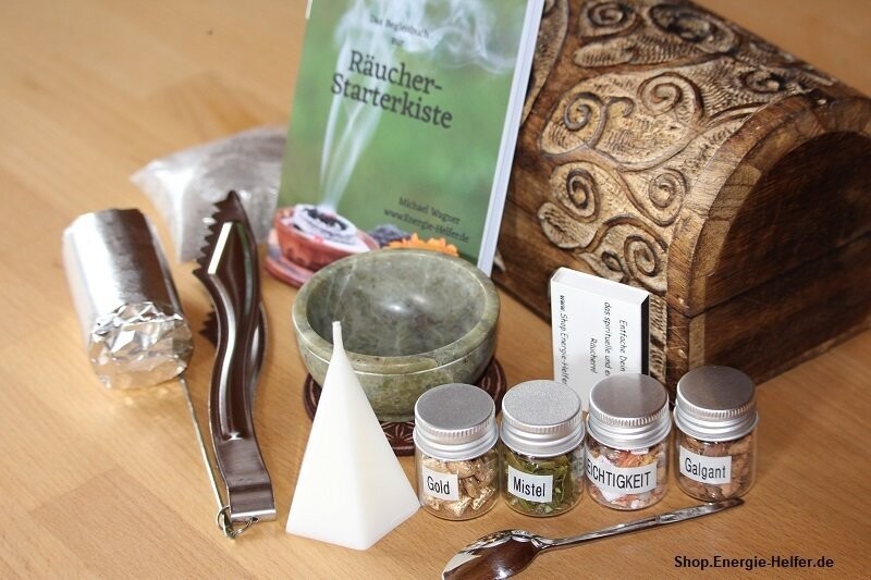 SEELENKRAFT Räucher Starter-Set  Seelenkraft in Schatztruhe - Kräutermagie Ritualset