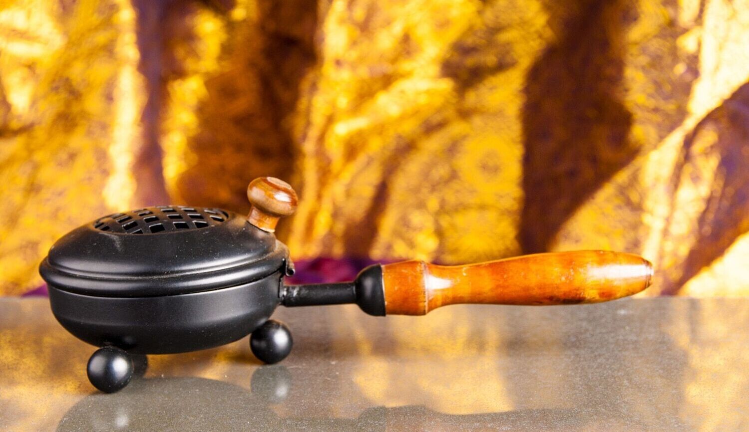 Räuchergefäß Mahani mit Holzgriff 8,5cm Durchmesser