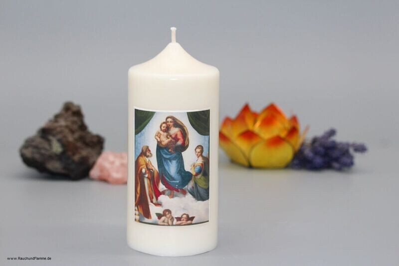 Themen Kerze Sixtinische Madonna mit Kind handgefertigt Themen Kerze Sixtinische Madonna mit Kind handgefertigt