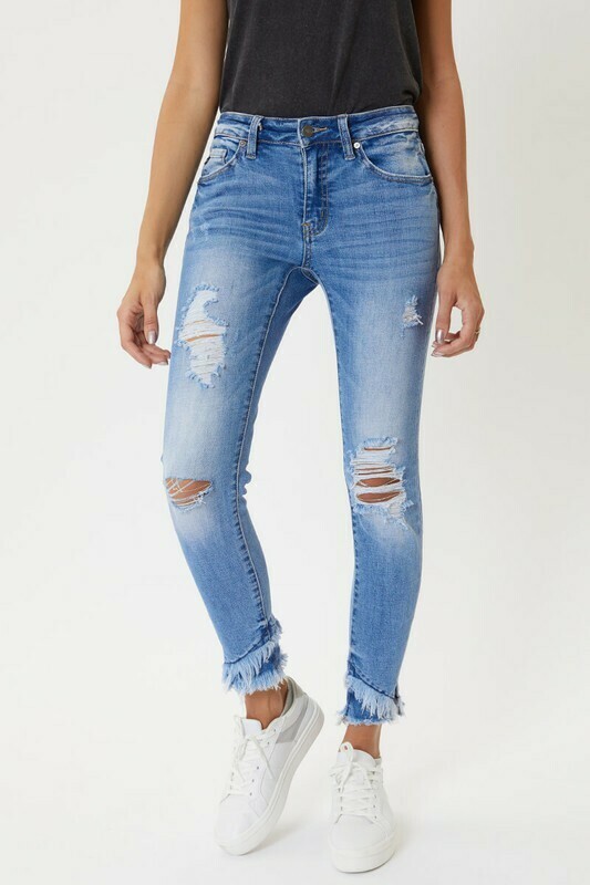 KanCan Mid Rise Bootcut Jeans with Hem Detail