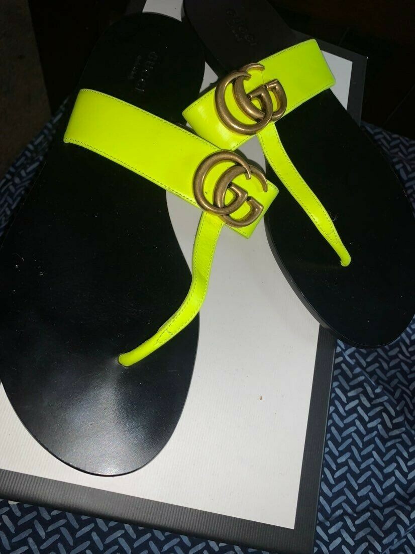Gucci inspired GENUINE LEATHER thong slippers