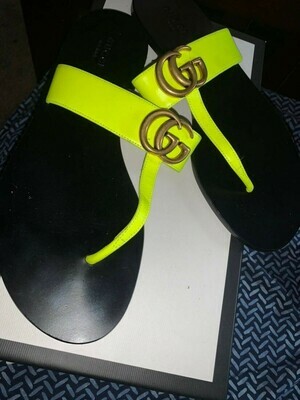 Gucci inspired GENUINE LEATHER thong slippers
