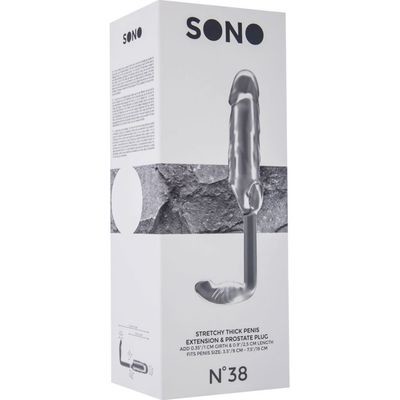 Sono No 38 Soft and Stretchy Transparent Penis Extender with Butt Plug