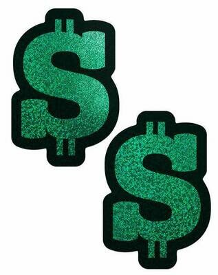 Money: Green Glitter Dollar Sign Nipple Pasties