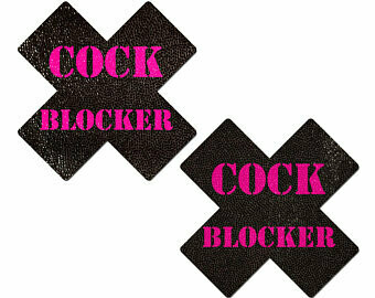 Black with Pink 'Cock Blocker' Cross Pastease