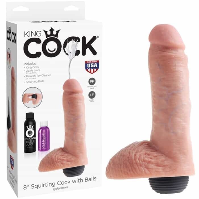 King Cock 8″ Squirting Cock w/ Balls