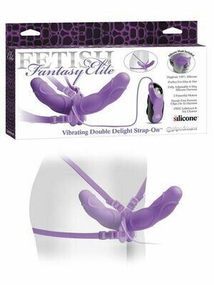 Fetish Fantasy Elite Vibrating Double Delight Strap-On Purple