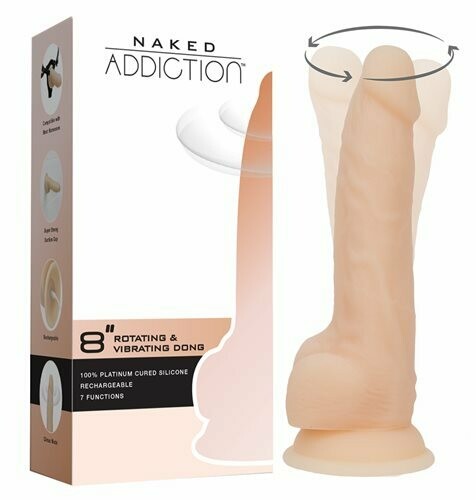 Naked Addiction - 8" Rotating & Vibrating Dong