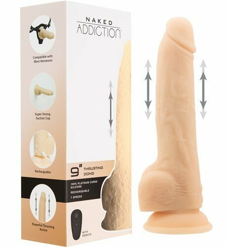Naked Addiction - 9" Thrusting Dong with Remote