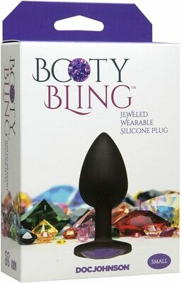 Booty Bling Small Jeweled Silicone Plug- Purple