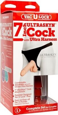 7 Inch Ultra Realistic 3 Cock With Harness