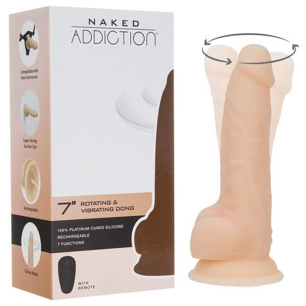 Naked Addiction 7" Rotating & Vibrating Dildo with Remote Control