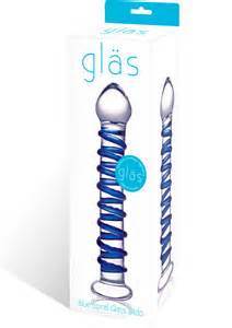 Blue Spiral Glass Dildo