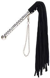 Black Whip with Silver Handle