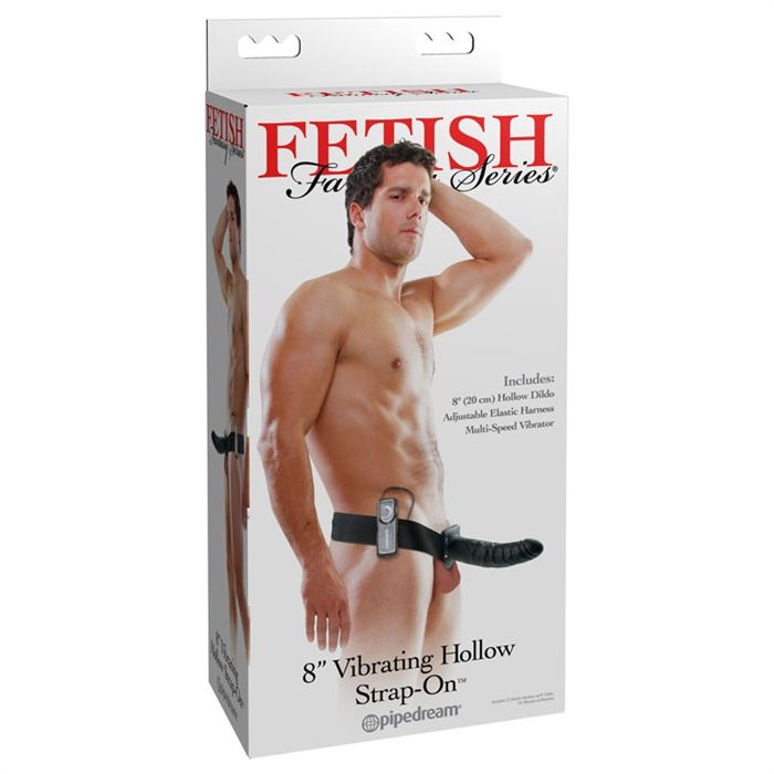 FF 8IN VIBRATING HOLLOW STRAP-ON