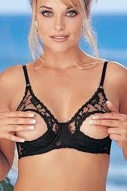 Black Lace Underwire Open Tip Bra by Shirley of Hollywood