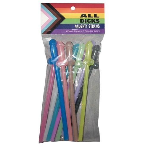 All Dicks Naughty Straws, 11 Assorted Colours