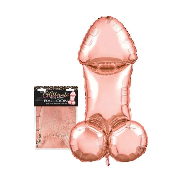 Glitterati 3' Penis Rose Gold Mylar Balloon