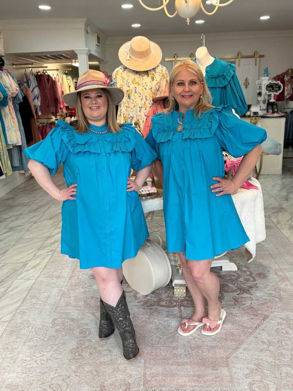 TURQUOISE RUFFLE MINIDRESS