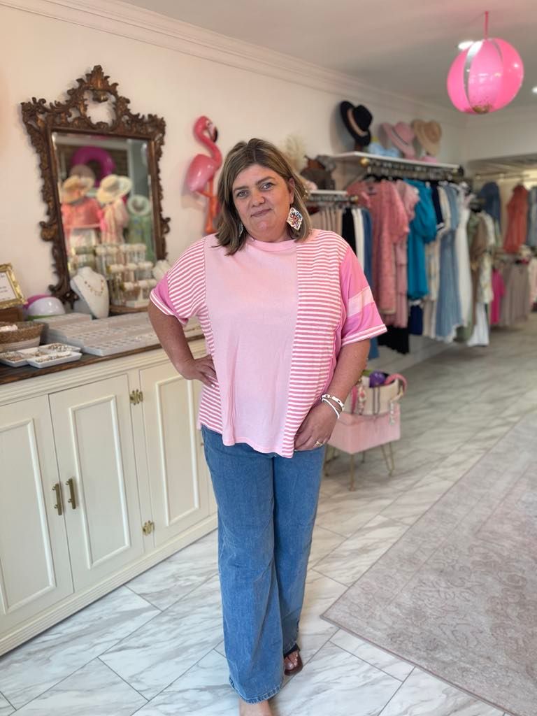 CURVY PINK COLOR-BLOCK TOP