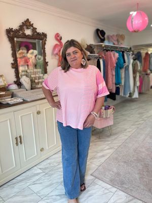 CURVY PINK COLOR-BLOCK TOP