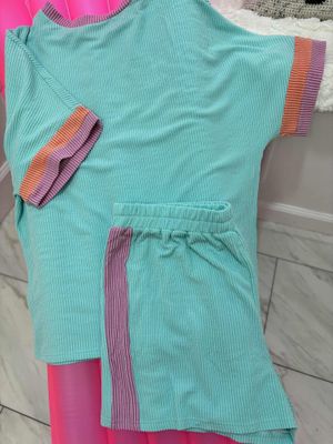 CURVY TEAL COLOR-BLOCK SET