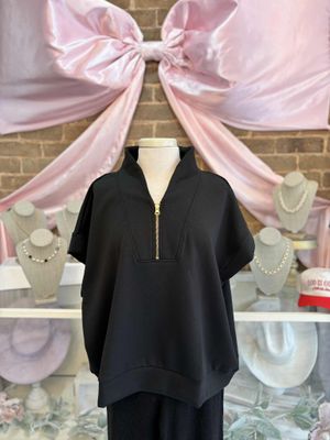 BLACK QUARTER ZIP-PULLOVER