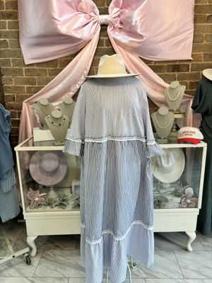 CURVY SKY BLUE STRIPE MAXI-DRESS