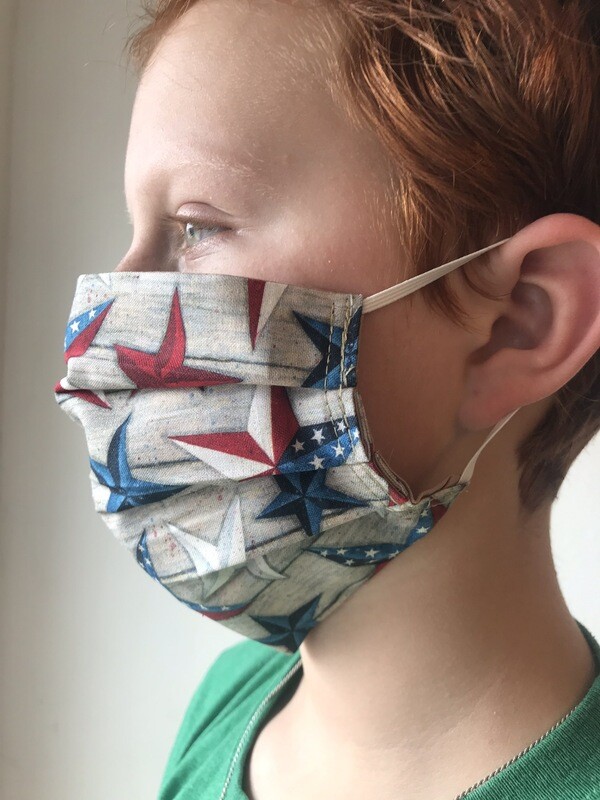 Face  mask ear-loops 100% cotton US patriotic