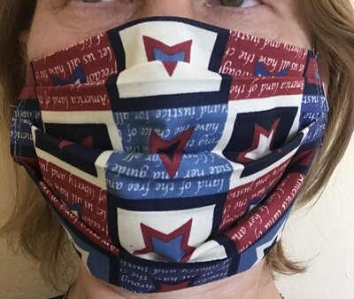 Face mask ear-loops 100% cotton US patriotic