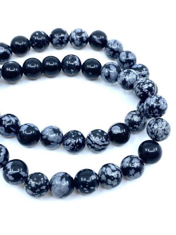 8mm Snowflake Obsidian Bracelet