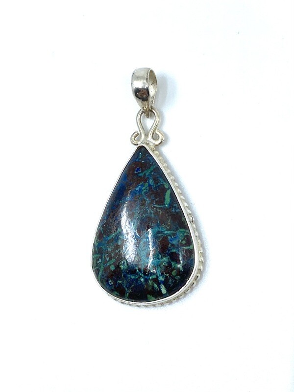 Chrysocolla Azurite Crystal Pendant