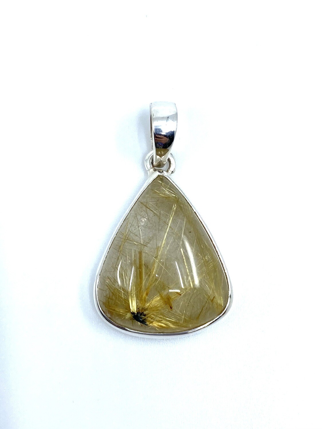 Golden Rutilated Quartz Crystal Pendant