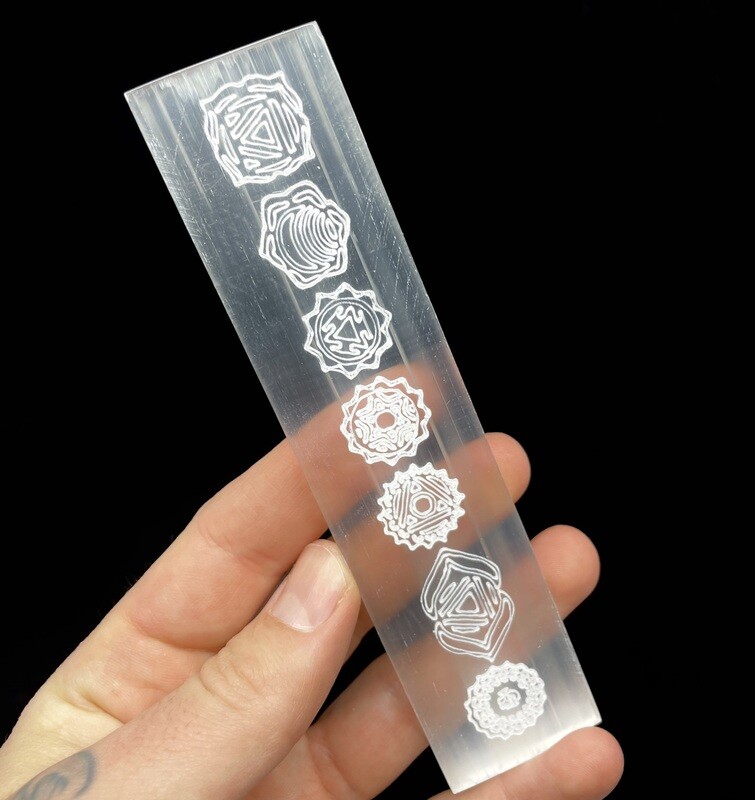 Selenite Laser Etched Bar - Chakra