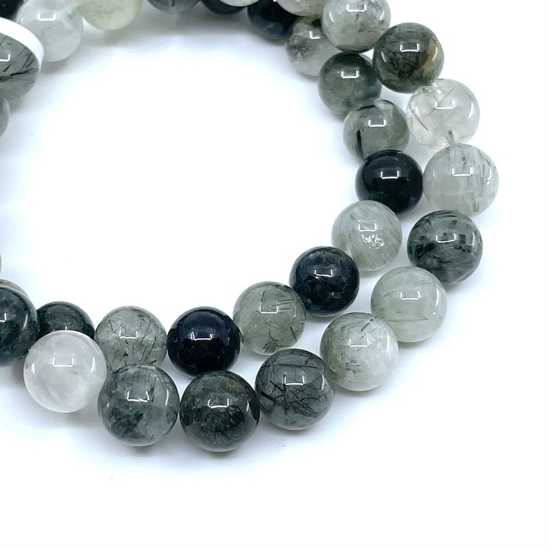 8mm Green Tourmaline in Quartz Bracelet